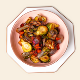 Brussels with Mushroom Bacon